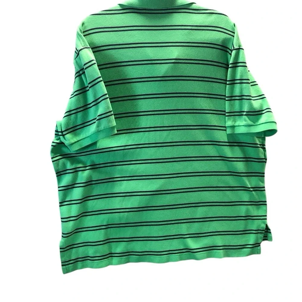 Ralph Lauren Polo Green Stripe Knit 100% Cotton Polo Shirt‎ Short Sleeve 2X Logo